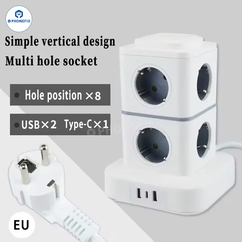 Regleta eléctrica multidispositivo para la UE con puertos de carga USB tipo C PD