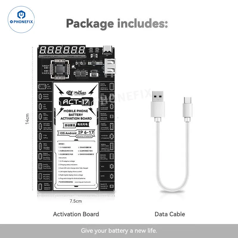 Placa de activación de batería MaYuan ACT-17 para iPhone 6-17 y Android