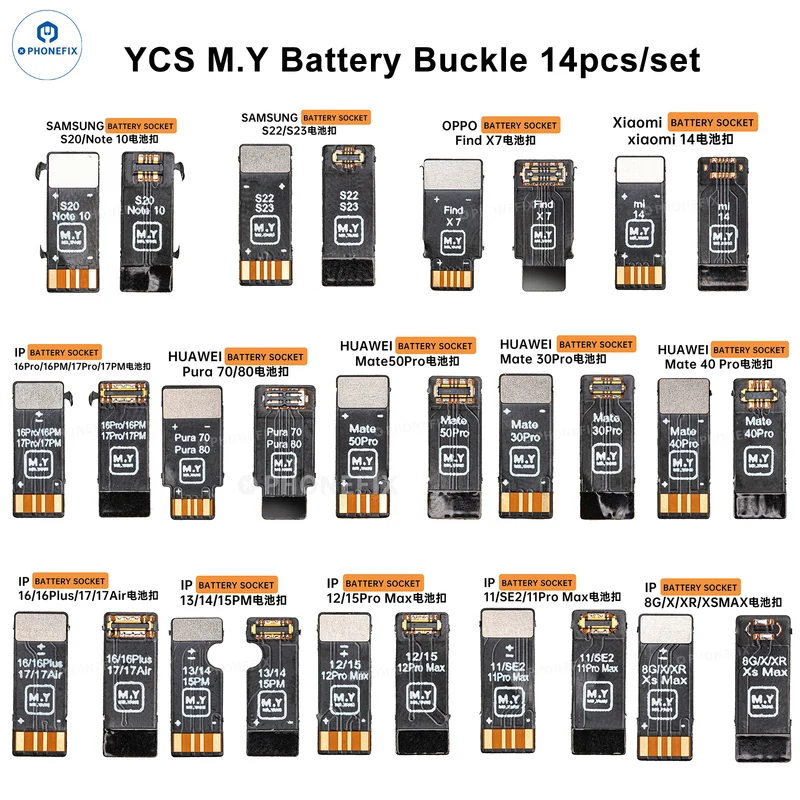 Reparación del zócalo de batería YCS MY para iPhone 8-17 Pro Max y Android