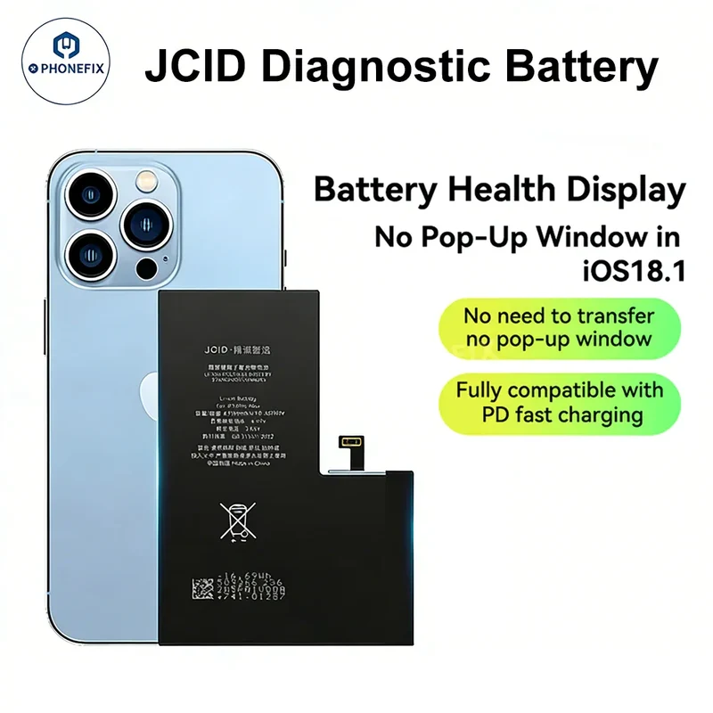 Batería de autodiagnóstico JCID para iPhone 12-15 sin transferencia FPC original