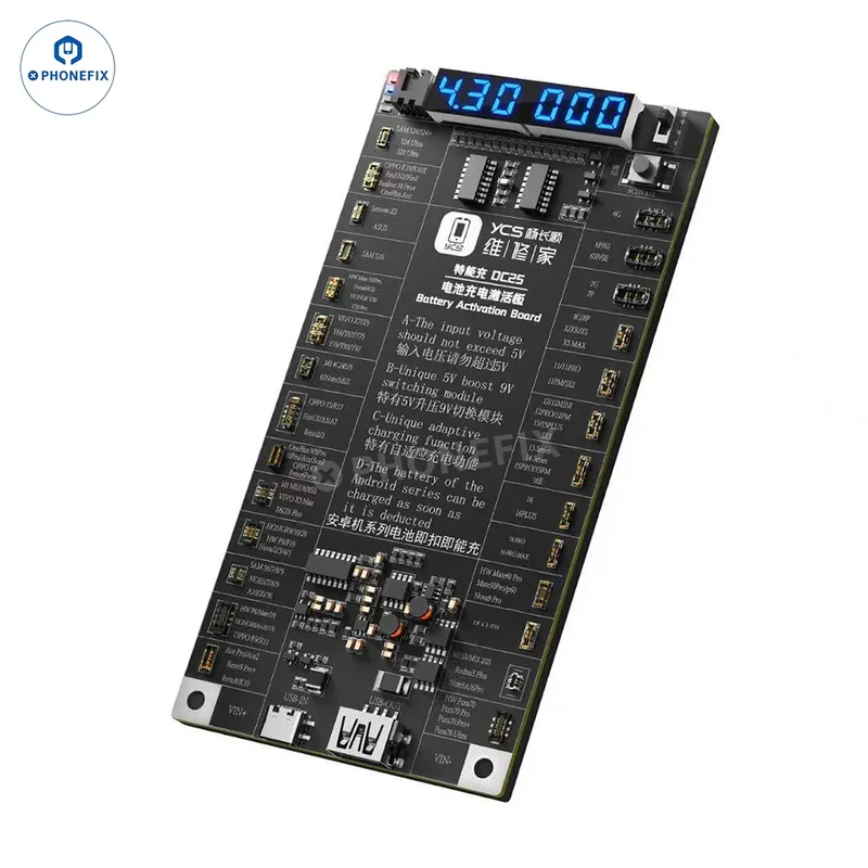 Placa de activación de carga de batería YCS DC25 para iPhone 6-16 y Android