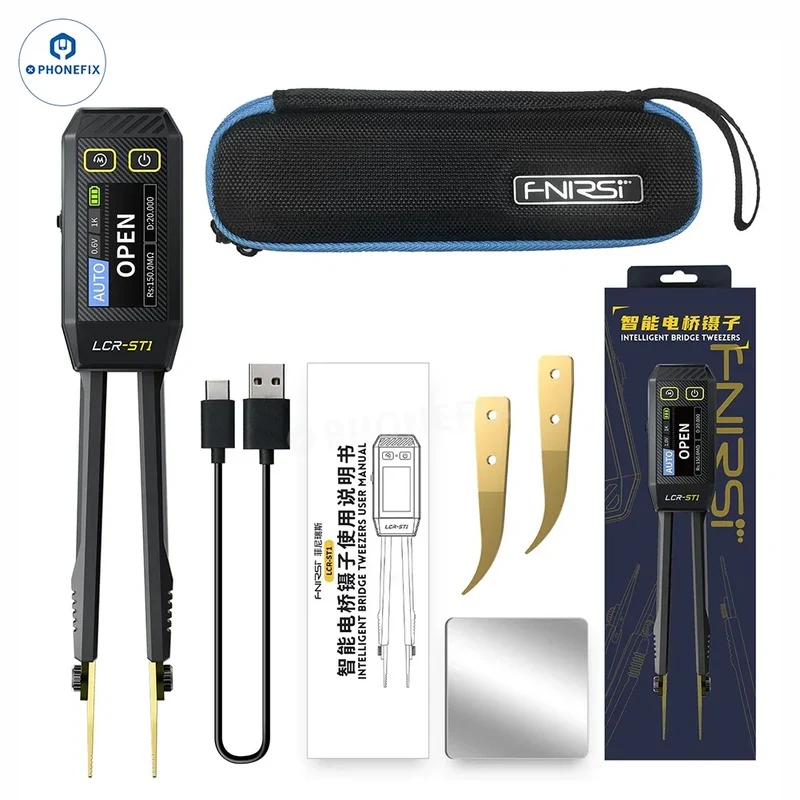 Comprobador de ESR LCR de puente de pinzas digitales FNIRSI LC1020E LCR-ST1
