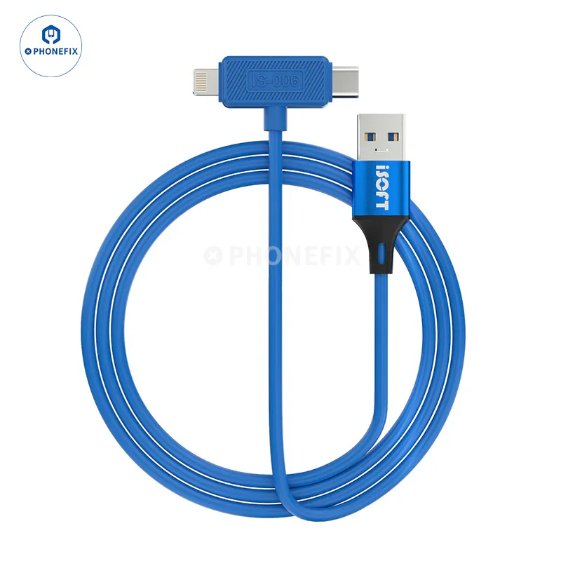 Cable de datos USB-C de doble conector Lightning ISOFT IS-006 para iPhone y iPad