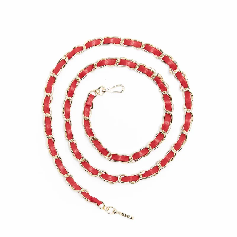 Cadena Para Teléfono DORADO Y CUERO ROJO - DRAEGER