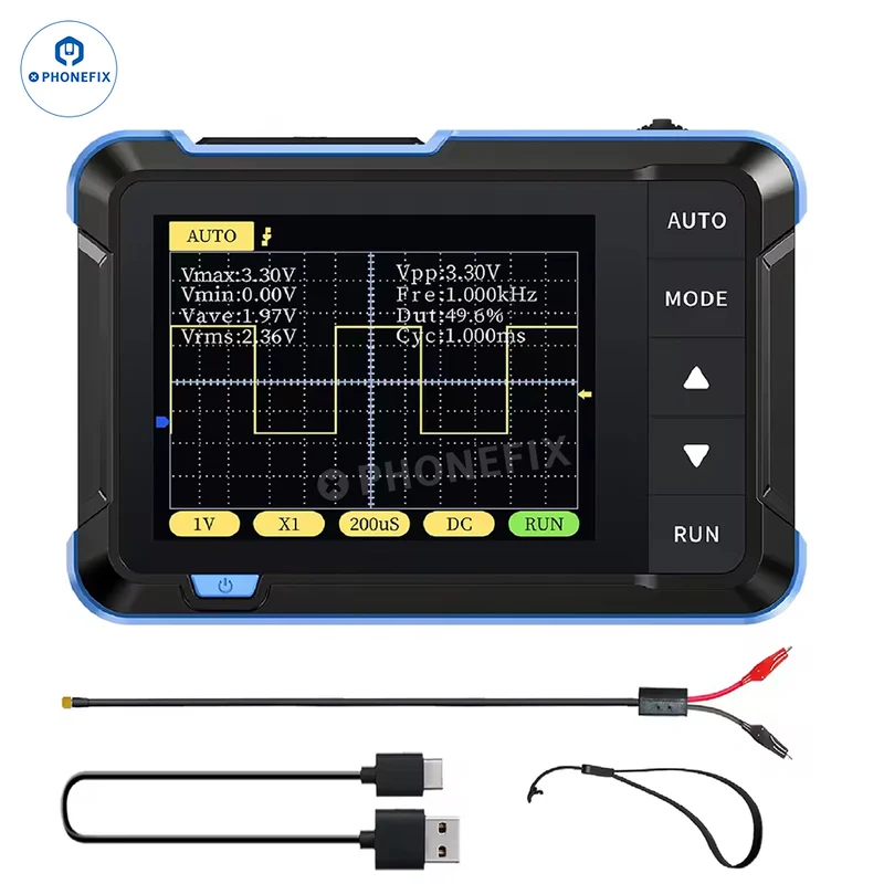 Mini osciloscopio digital portátil FNIRSI DSO152 de 2.5 MS/s y 200 KHz
