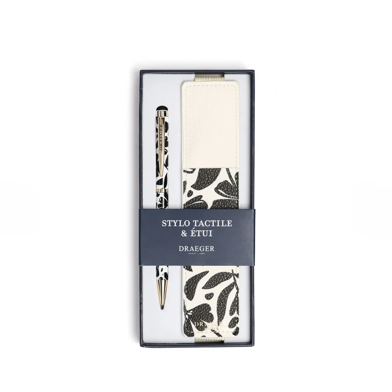 Pack estuche y bolígrafo FLORES NEGRO - DRAEGER