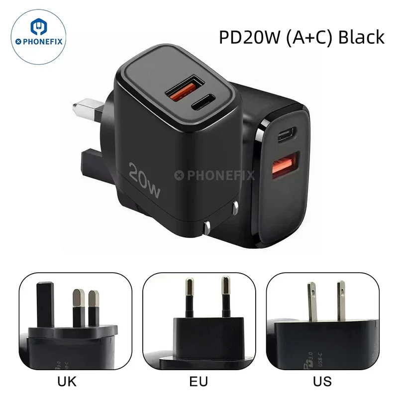 Adaptador de carga ultrarrápida portátil de doble puerto PD de 45 W
