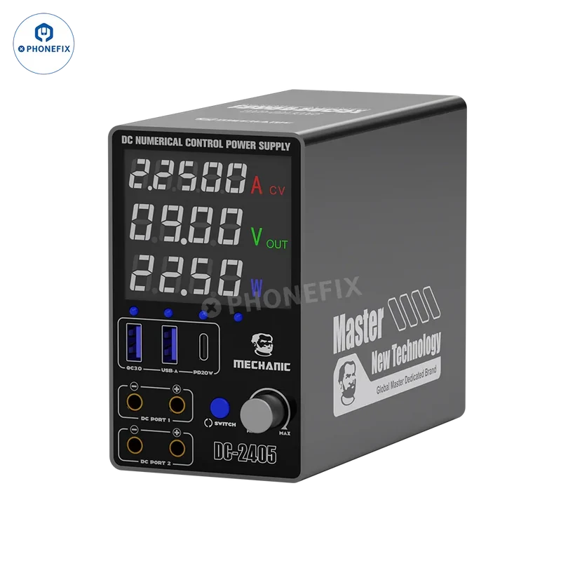 Fuente de alimentación CC digital de doble canal MECHANIC DC-2405, 24 V, 5 A