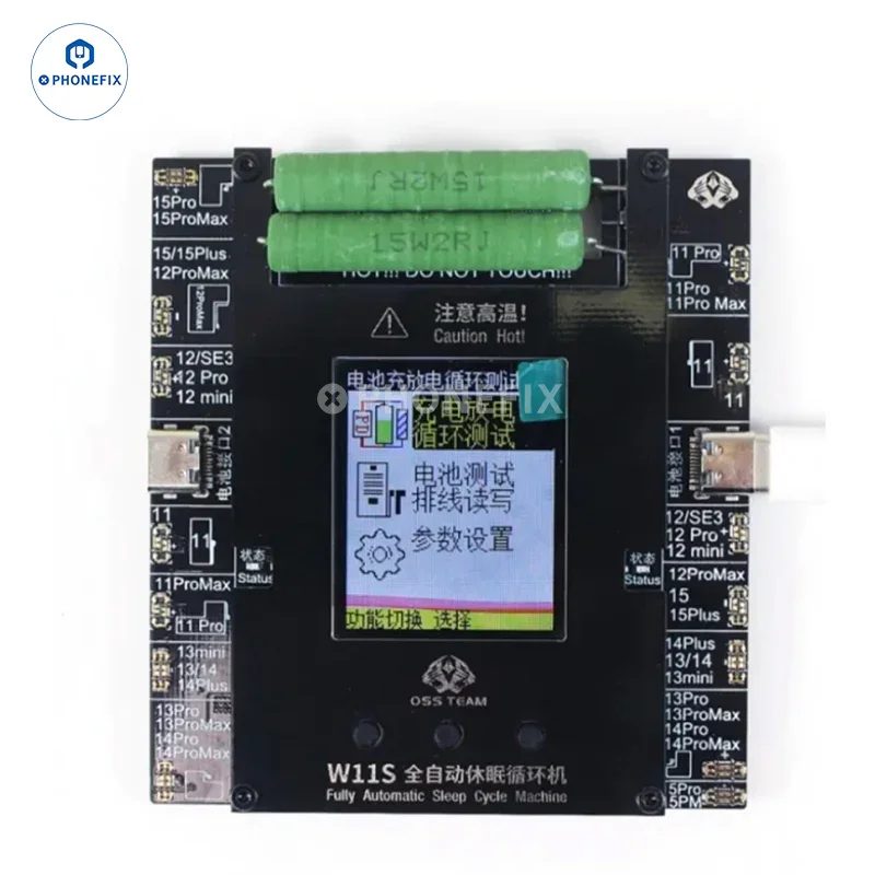 Comprobador de ciclo de batería de doble canal OSS W11S para iPhone 11-15 Pro Max
