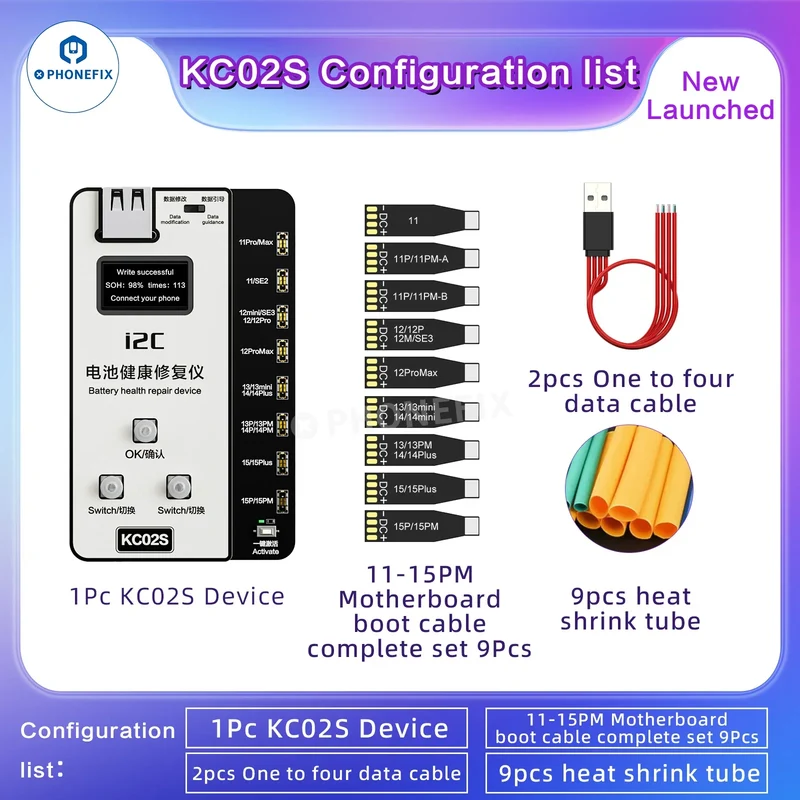 Comprobador de estado de batería i2C KC02S para iPhone 11-15 W09 Pro V3