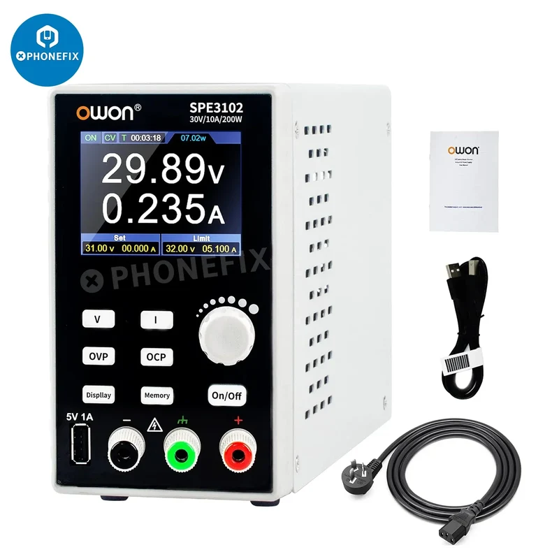 Fuente de alimentación CC programable para laboratorio OWON SPE3102/3051 (0-30 V, 0-10 A)