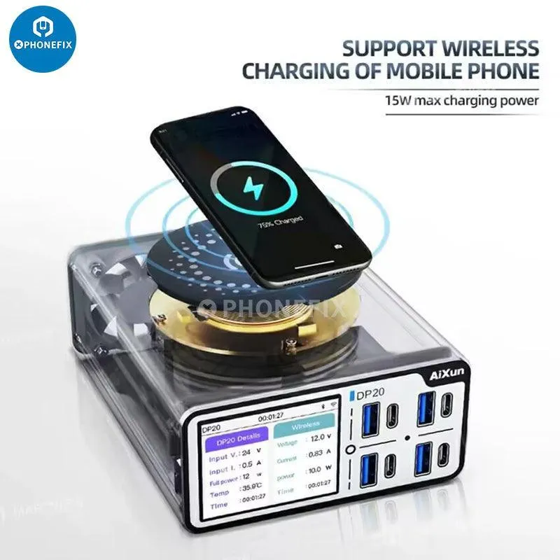 Cargador rápido inteligente de escritorio Aixun DP20 para iPhone y Android