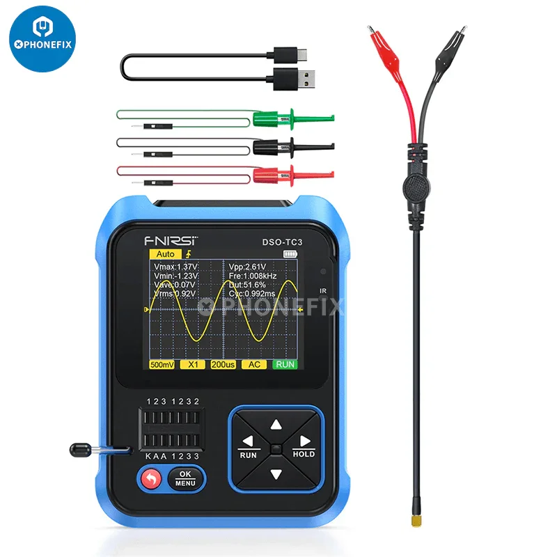 Osciloscopio digital FNIRSI DSO-TC3, comprobador de diodos y transistores LCR