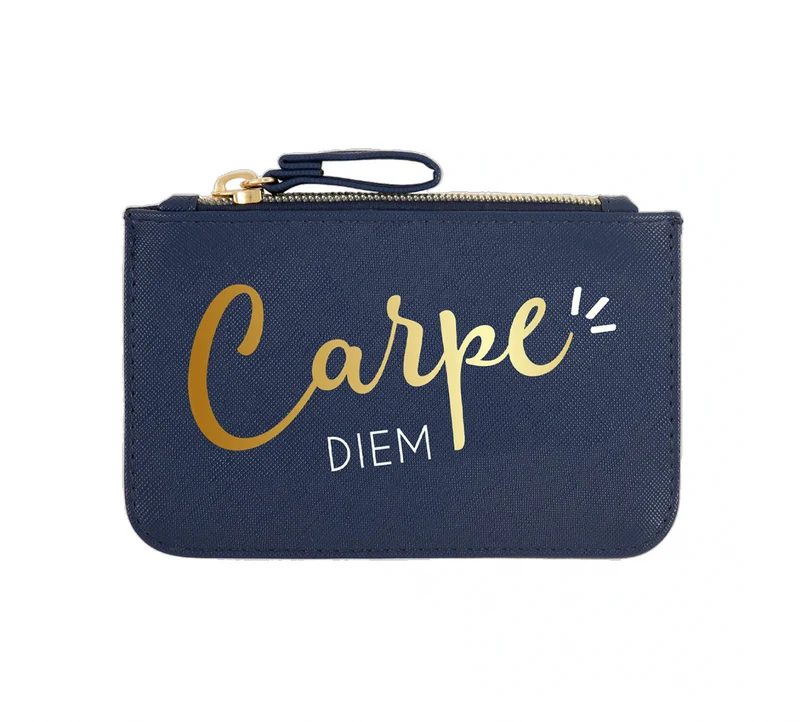 Portatodo Pequeño con Cremallera CARPE DIEM Azul Oscuro y Dorado - DRAEGER
