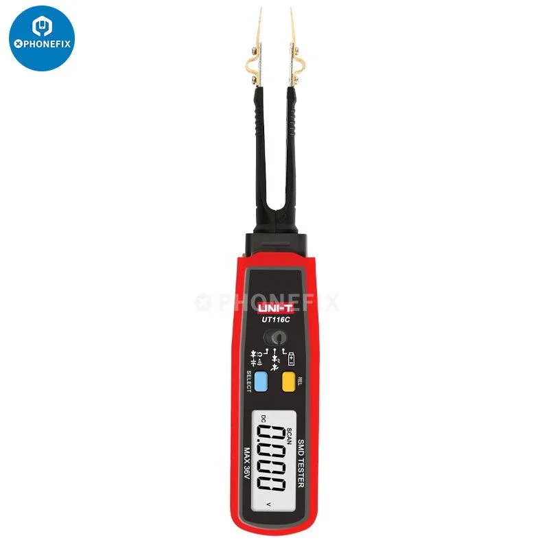 Multímetro digital UNI-T UT116C, comprobador de SMD con pinzas giratorias