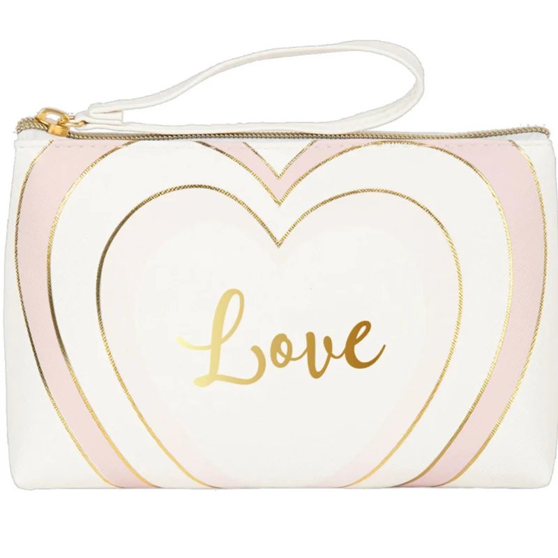 Portatodo Grande con Cremallera LOVE Blanco y Rosa - DRAEGER