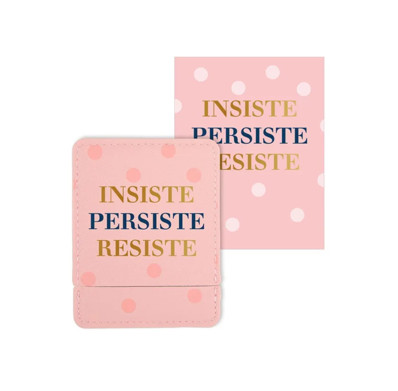 Tarjeta Espejo INSISTE, PERSISTE, RESISTE Rosa y Dorado - DRAEGER