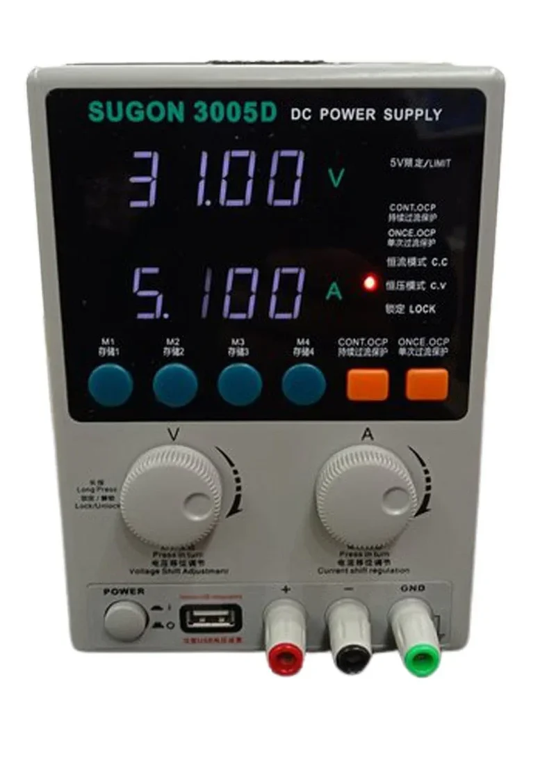 Fuente de alimentación CC digital ajustable SUGON 3005D de 30 V y 5 A para laboratorio