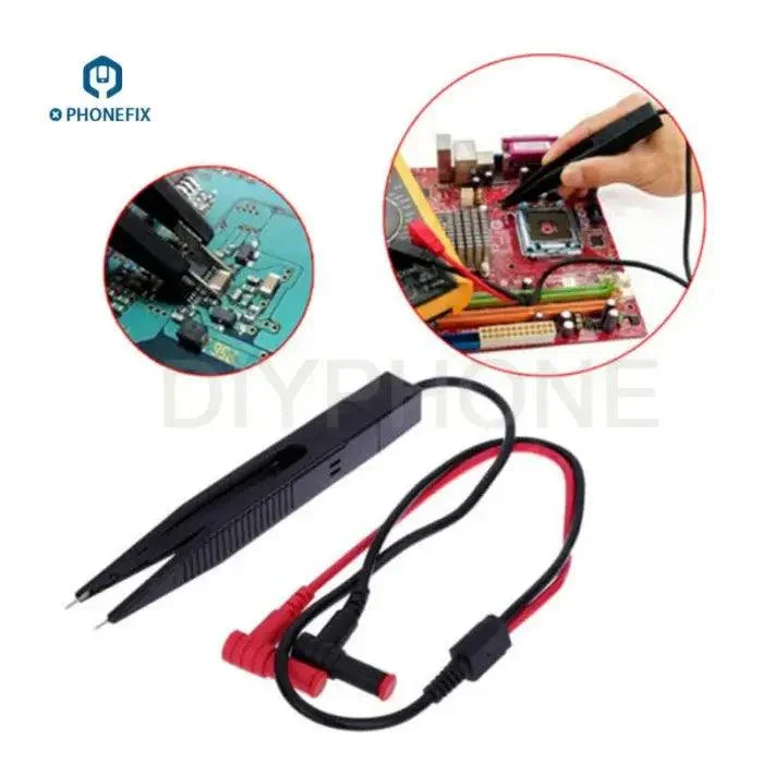 Cable de multímetro, pinzas, sonda, placa PCB, soldadura, reparación