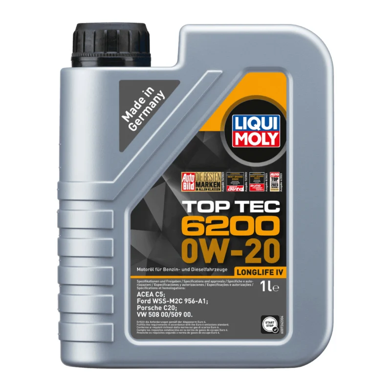 Liqui Moly Aceite Antifricción Top Tec 6200 Hidrocraqueado para Motor 0W20, 1 Litro