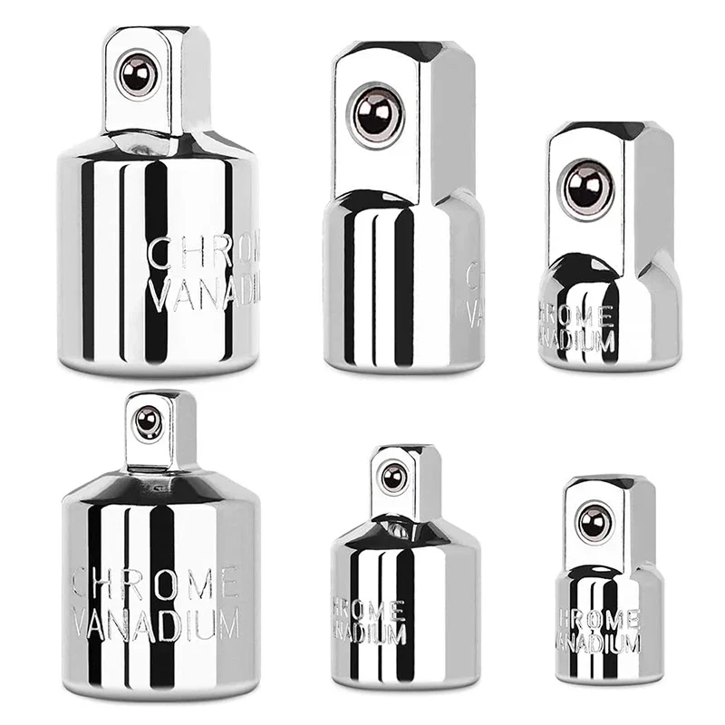 6-Pc Socket Adapter & Reducer Set – 1/4", 3/8" & 1/2" Chrome Vanadium | Ratchet Conversion Kit