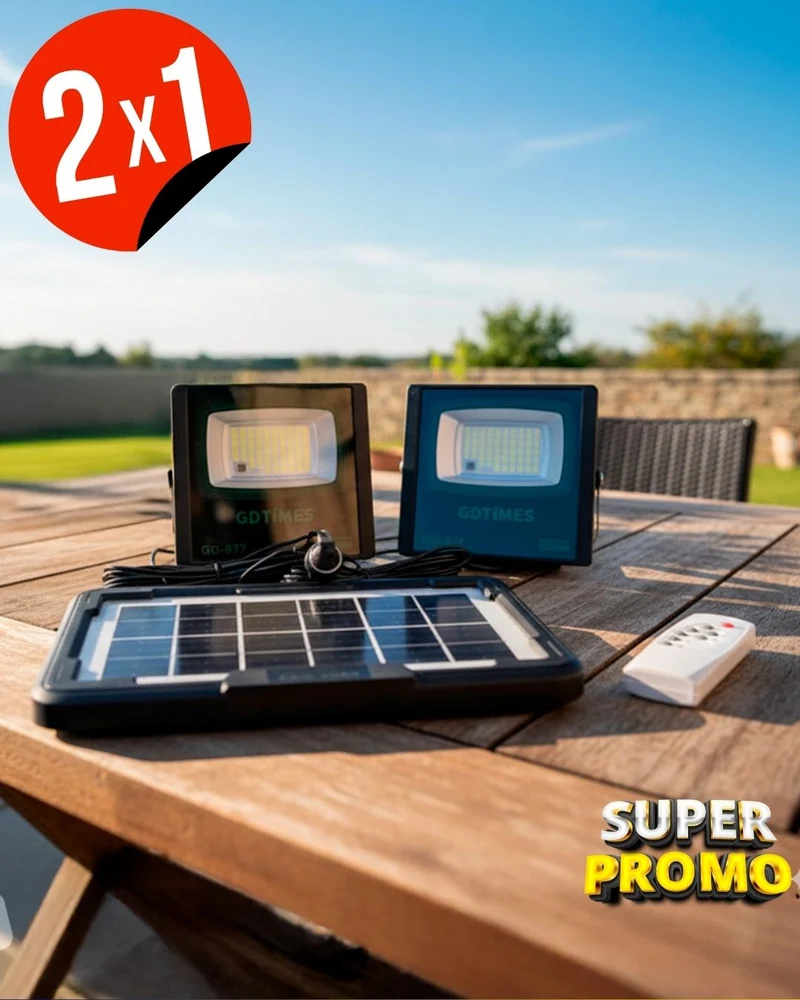 PAGA 1 LLEVA 2💥: 2 Reflectores Solares + Panel solar 💡ULTRALux®️ (Incluye Control remoto )