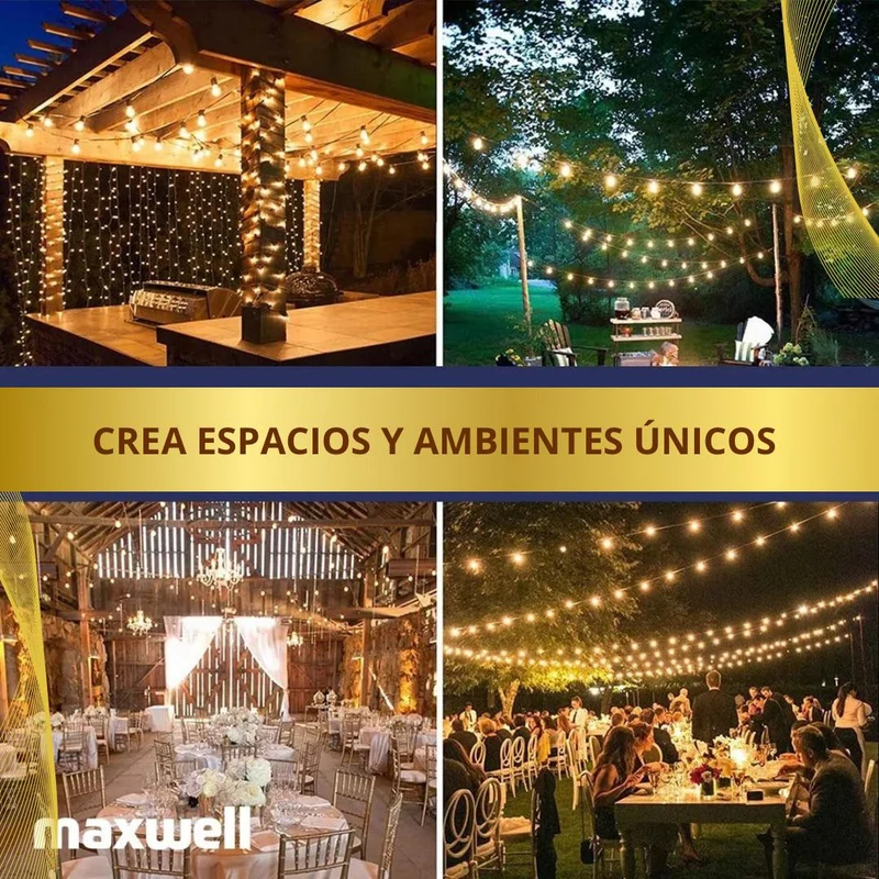 Guirnalda Luces Solares ✨ LuxurMAX 10mts💡 ( INCLUYE: Panel solar ULTRA + 20 Bombillos )
