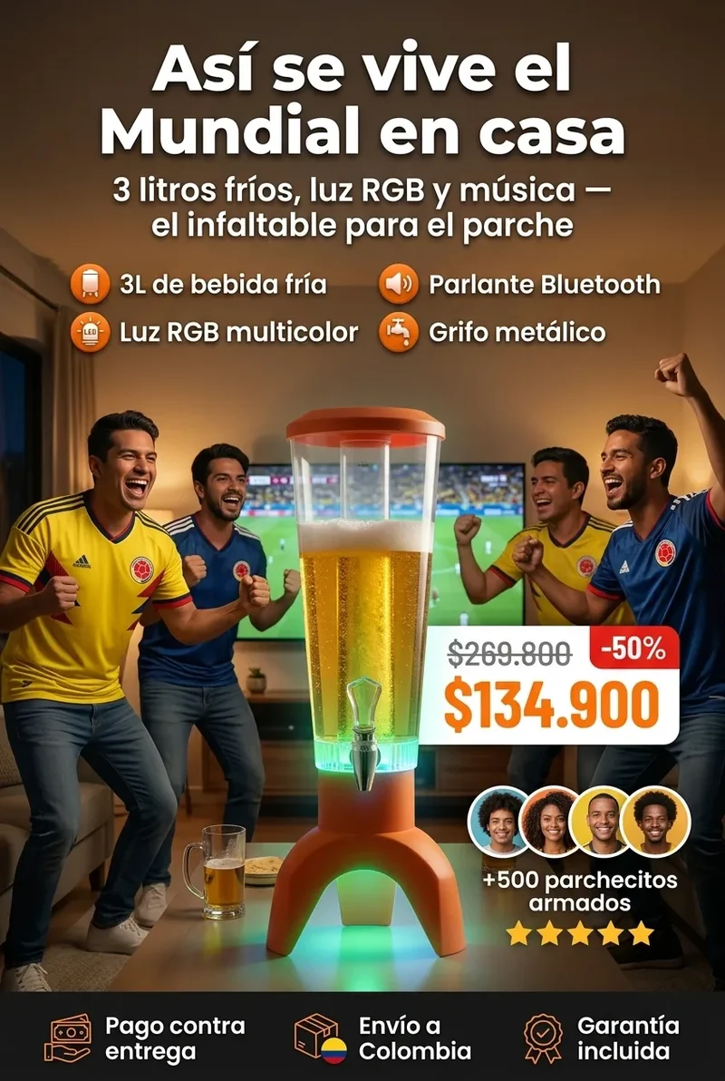 Jirafa Parlante — Dispensador de Cerveza 3L con Luz LED RGB y Parlante Bluetooth