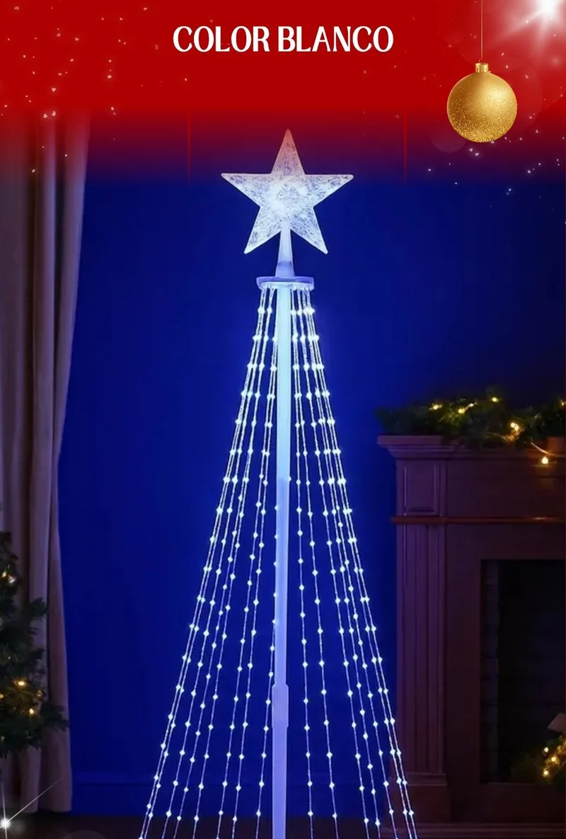 IMPORTADO: Arbol Luces Inteligente🎄 SMART XXL✨ ( 1,80 mts INCLUYE: Estrella + Luces IA + Base)