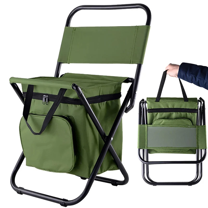 Silla Plegable de playa y pesca con Respaldo y Bolsa Térmica