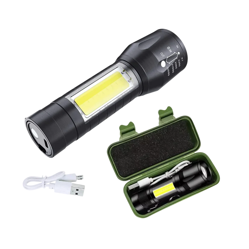 Linterna Táctica LED 3 Modos | Recargable 100M Alcance