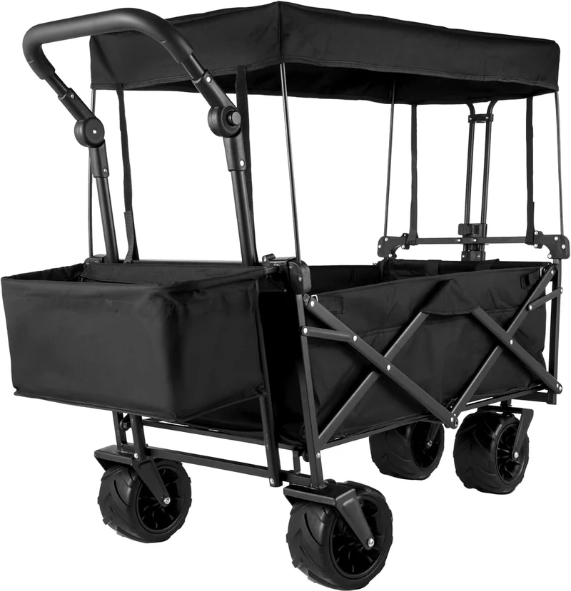 Carretilla plegable Daolar con carrito para jardín en el techo, incluye neumáticos de caucho macizo plegables, hasta 225 kg, frenos delanteros y traseros