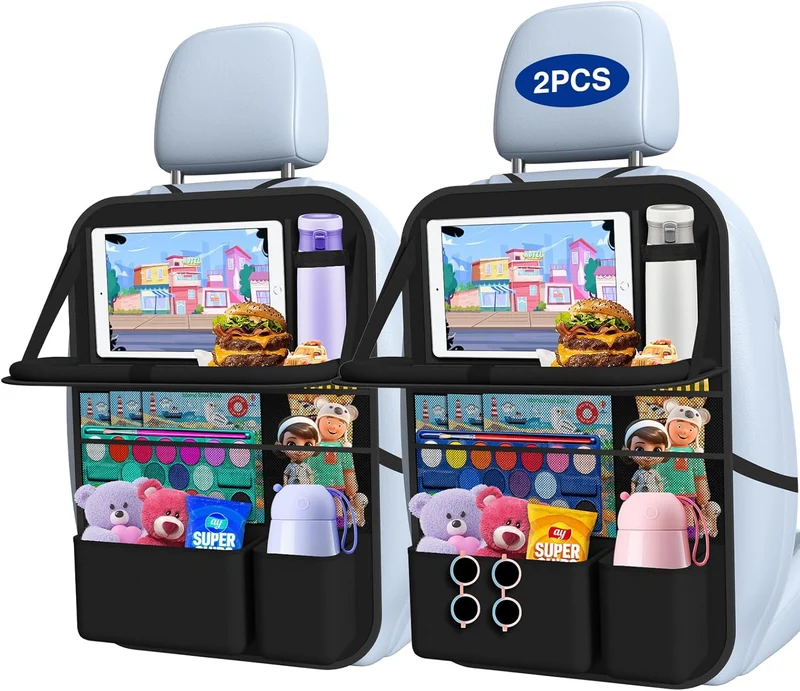 Daolar Organizador Impermeable para el Asiento del Coche Gran Organizador Protector del Respaldo para Niños con Organizador para el Asiento Trasero, Mesa Plegable, Bolsa para Tablet y Muchos Bolsillos