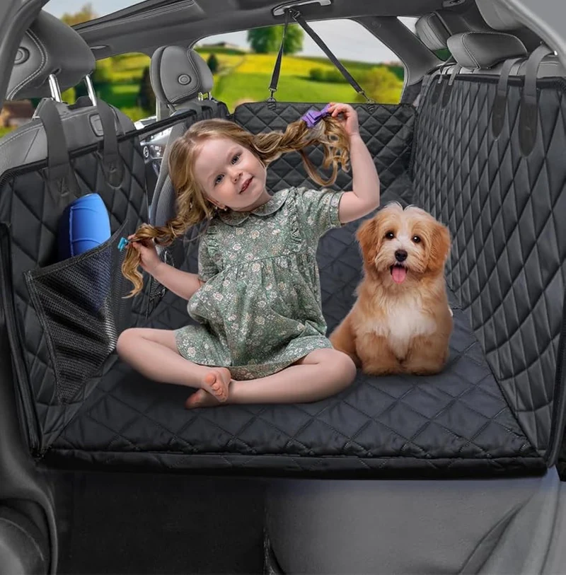 Daolar Funda para Asiento de Coche para Perros y Niños con Base Rígida Manta para Coche Ampliada Antideslizante Protección Impermeable para Asientos Traseros para Coches Camiones y SUVs 132 x 63 x 55 cm