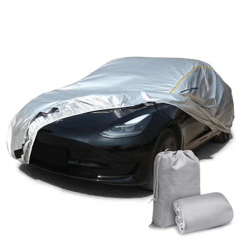 Daolar Cubierta de coche impermeable para Tesla modelo 3/S/X/Y Cubiertas exteriores completas con malla ventilada y puerto de carga Al aire libre Todo clima Protección UV a prueba de nieve A prueba de viento