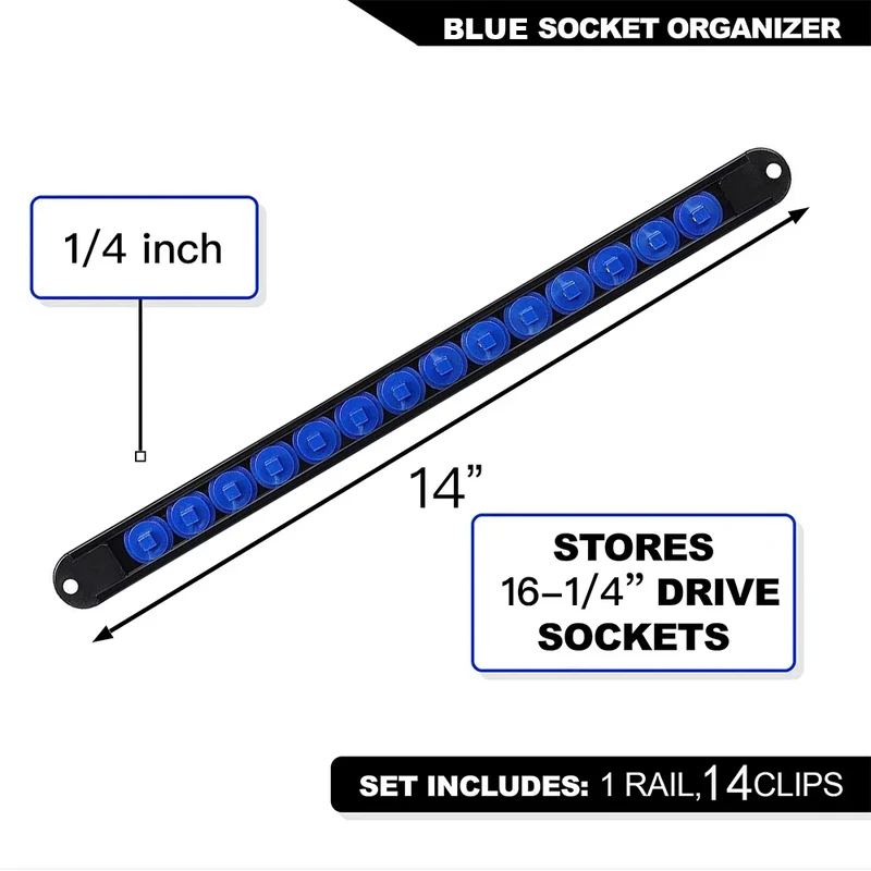 360° Swivel Socket Organizer Rail – 1/4, 3/8 & 1/2 Drive