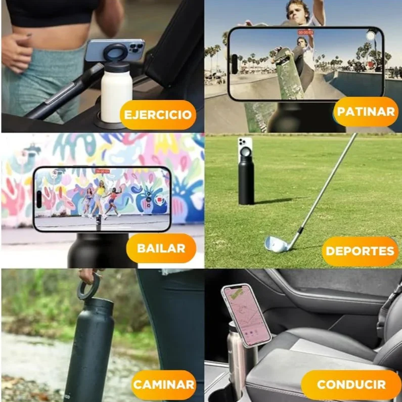 Termo 2 en 1 Importado Portacelular🥤 LUXUR PRO 🎬 (Soporte Magnético 360*)