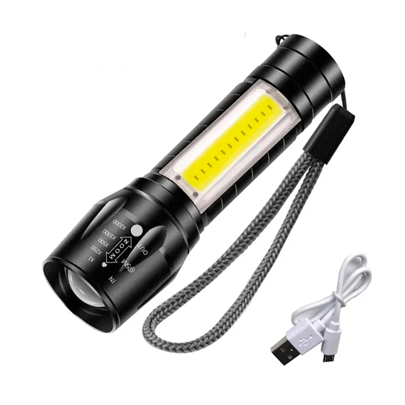 Mini Linterna LED Recargable USB Zoom Ajustable