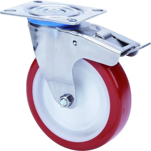 SERIE ZLI INOX-POL, Giratorio/Platina/Freno Rueda y Soporte 2-3098
