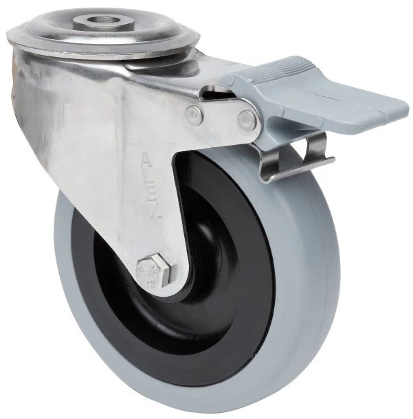 SERIE ZVI INOX-PGA, Giratorio/Agujero pasante/Freno Rueda y Soporte 2-4141