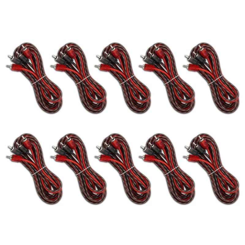 12 ft Ultra Flex 100% OFC RCA Cable Wire – 10-Pack