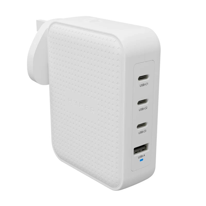 Cargador de viaje HyperJuice® 145 W USB-C GaN con 4 puertos y seguridad probada - Blanco