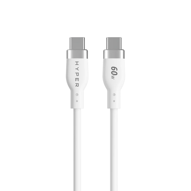 Cable de carga USB-C de silicona HyperJuice (1,5 m/5 pies) - Blanco