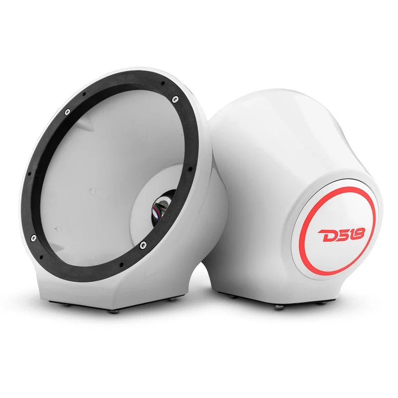 8" Universal Flat Mount Speaker Pods with RGB LED Lights for Jet Skis, Jeeps, Motorcycles & UTVs