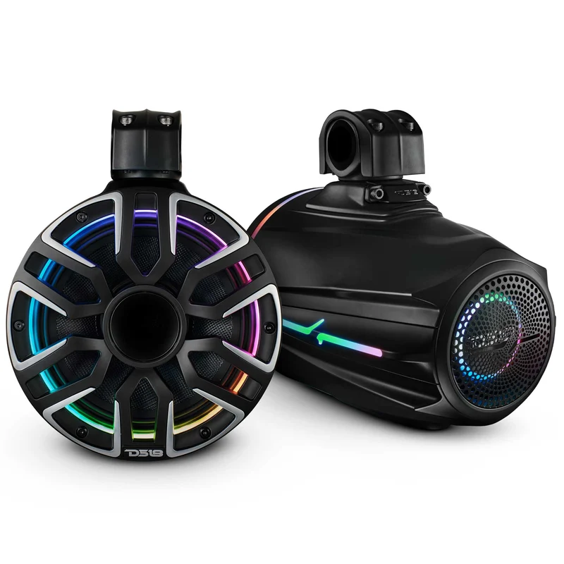 8" Marine Tower Speaker With Neodymium Magnet, Kevlar Cone, Compression Driver & Digital LED Lights | 200W RMS 4-Ohm