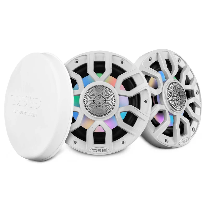 NXL 6.5" 2-Way Coaxial Marine Speaker with Bullet Tweeter and Digital Led Lights | 150W RMS 4-Ohm