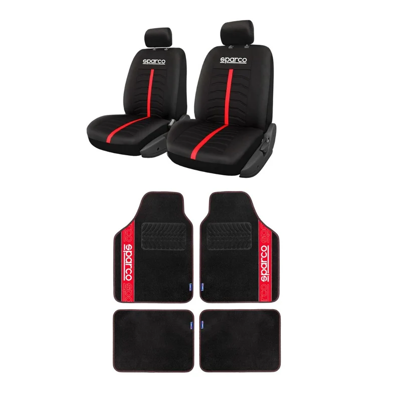 Combo Alfombras y Cubreasientos Pick Up Sparco Rojo