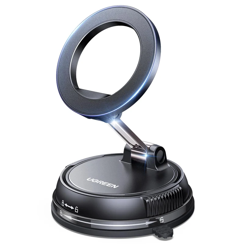 UGREEN MagSafe 2 in 1 Mobile Car Mount with Suction Cup and Adhesive Base, Telemovel 360° Rotating Car Mount for i17/17 Air/17 Pro/17 Pro Max/15/14, for Dashboard or Windshield, Black