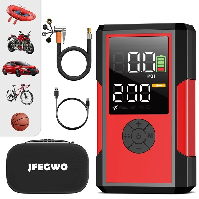 JFEGWO Air 5-200 Portable Air Inflator, Red