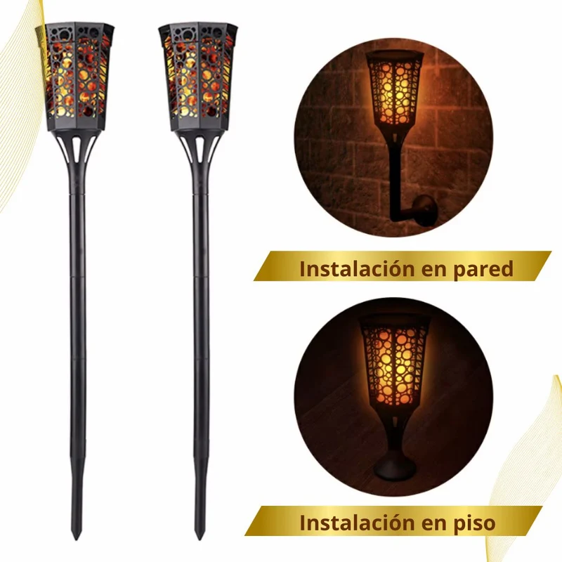 Antorcha Solar ☀️ POWER PRO 🔥 (Llama realista con 12 horas de Luz)